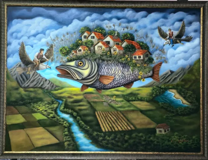 שיבת ציון — ציור שמן מקורי מאת לדה לפידוס, 80x120 ס"מ