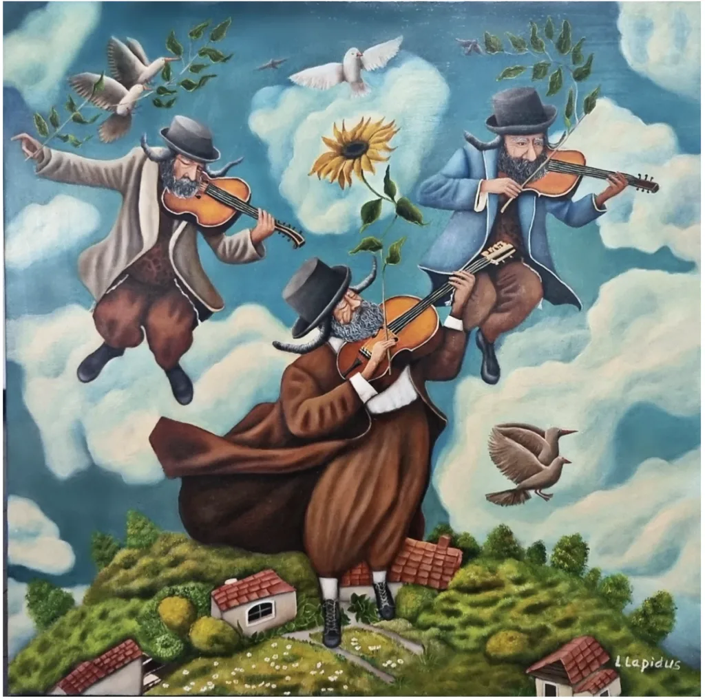 Flying klezmers — ציור שמן מקורי מאת לדה לפידוס